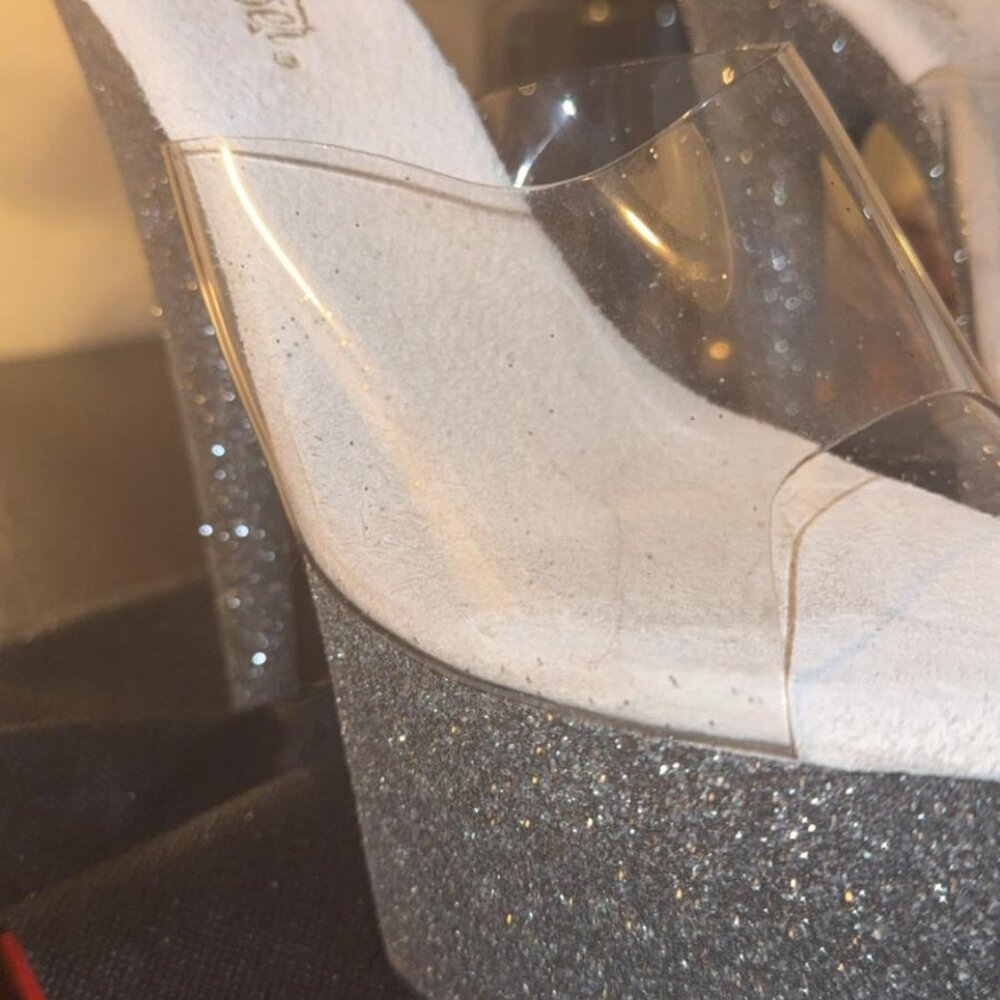 Pleaser Shoes – Adore- Glitter Platform Slides 💎 - Picture 4 of 8